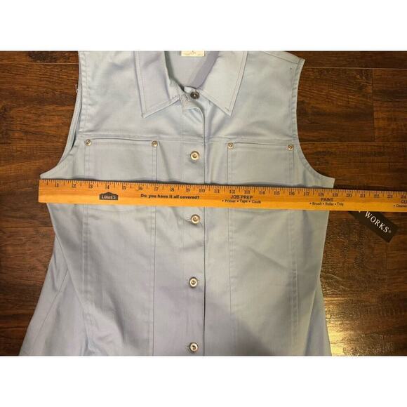 SOFT WORKS Women’s Button Up Sleeveless Shirt Vest Blue Size:8 - Picture 6 of 6